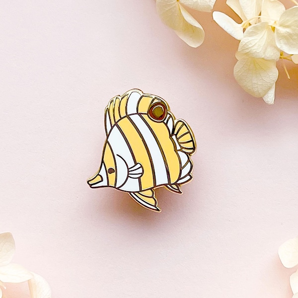 Tiny Copperband Butterflyfish Enamel Pin