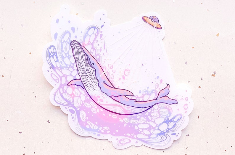 The Immaculate Abduction Original Whale Art Clear Vinyl Sticker image 2