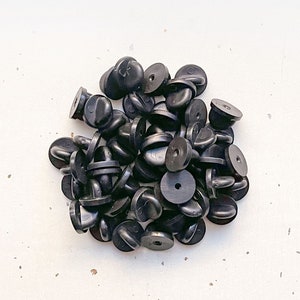 Pack of 100 Black Rubber PVC Pin Backs for Enamel Pins image 1