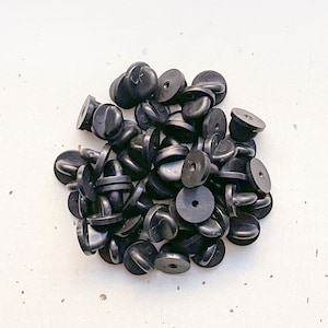 Pack of 100 Black Rubber PVC Pin Backs for Enamel Pins
