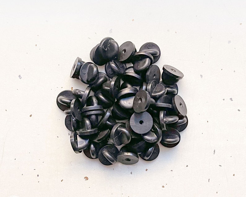 Pack of 100 Black Rubber PVC Pin Backs for Enamel Pins image 1