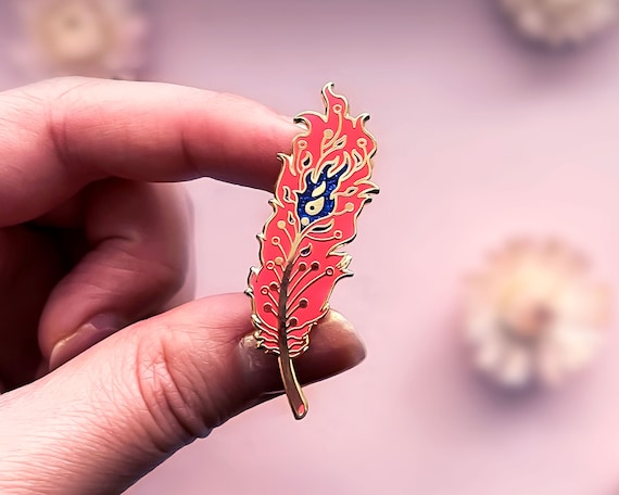 Vibrant Pink and Orange Feather Brooch Bright Feather Bird Brooch - Etsy main image 2