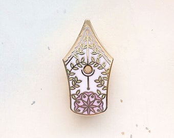 Floral Fountain Pen Enamel Pin