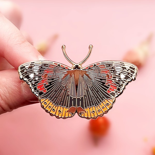 Red Admiral Butterfly Enamel Pin