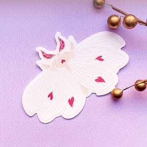 Transparent Ghost Heart Moth Clear Vinyl Sticker image 2