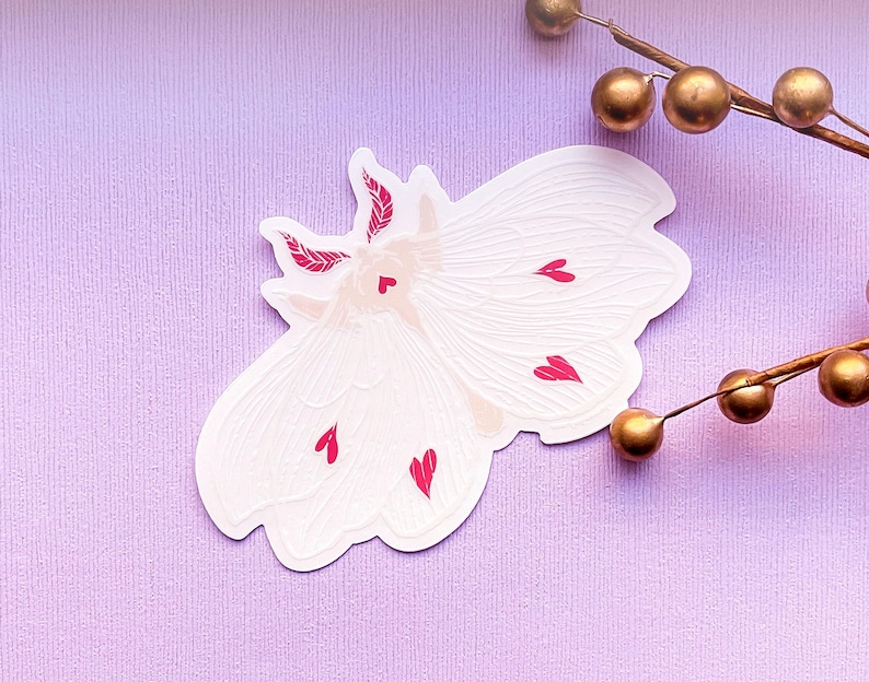 Transparent Ghost Heart Moth Clear Vinyl Sticker image 2