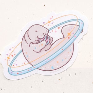 Cosmic Manatee Clear Vinyl Sticker