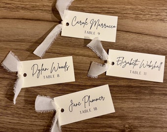 Custom Calligraphy Ribbon Place Cards – Wedding & Event Name Tags