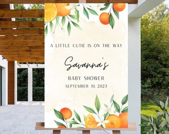 Little Cutie Welcome Sign - Baby Shower Welcome Sign - A Little Cutie Is On The Way - Event - Orange Theme - Citrus - Cutie Oranges