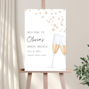 Champagne Welcome Sign - Bridal Shower Welcome Sign - Engagement Party Welcome Sign - Event - Brunch and Bubbly - Pop the Champagne