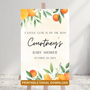 Printable Little Cutie Welcome Sign - Baby Shower Welcome Sign - A Little Cutie Is On The Way - Editable Template - Digital File - Citrus