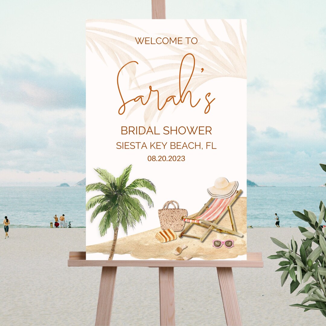 Beach Beach Welcome Sign Beach Theme Bridal Shower Welcome Sign Ocean