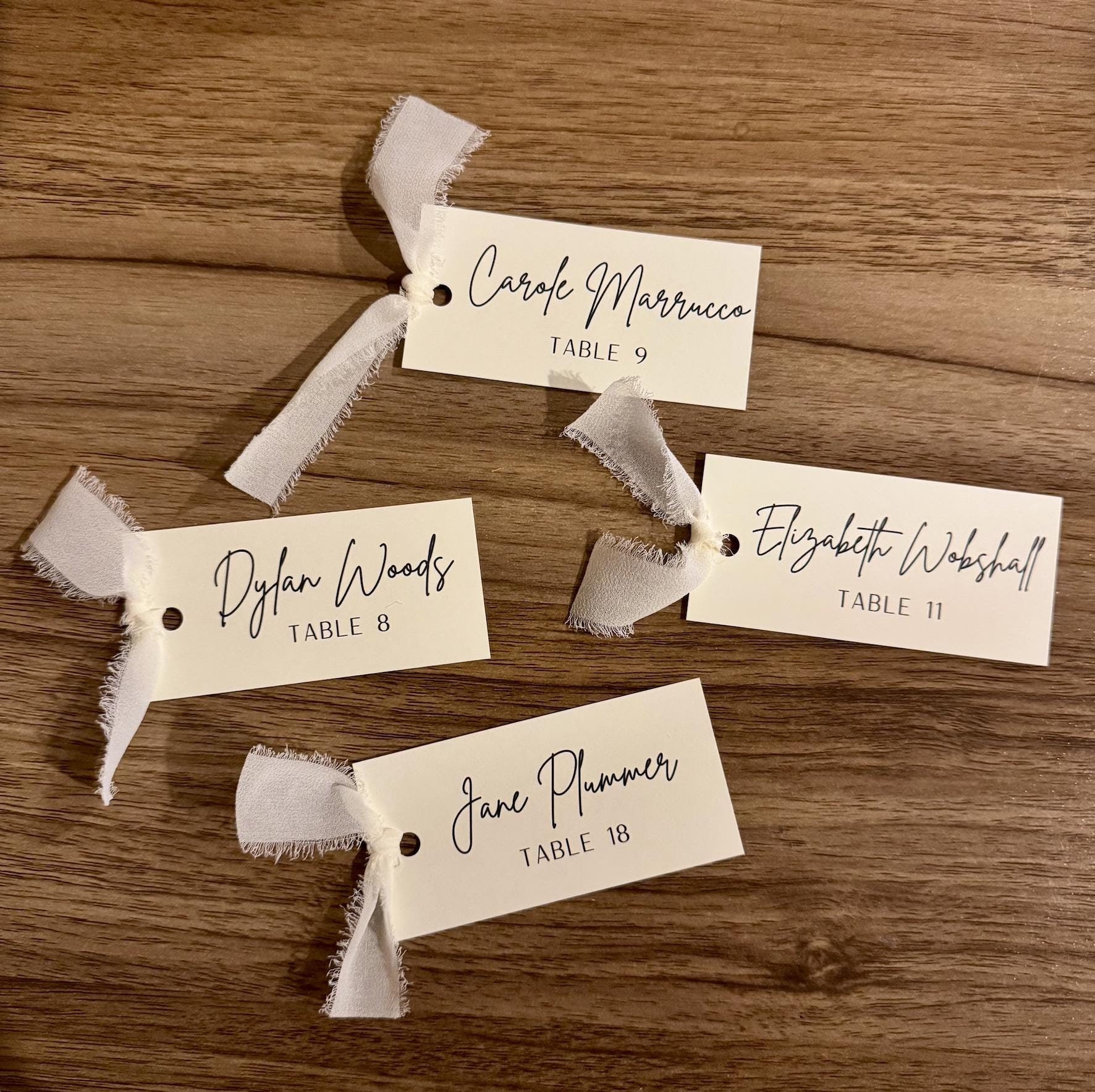 Custom Calligraphy Ribbon Place Cards – Wedding & Event Name Tags - Etsy