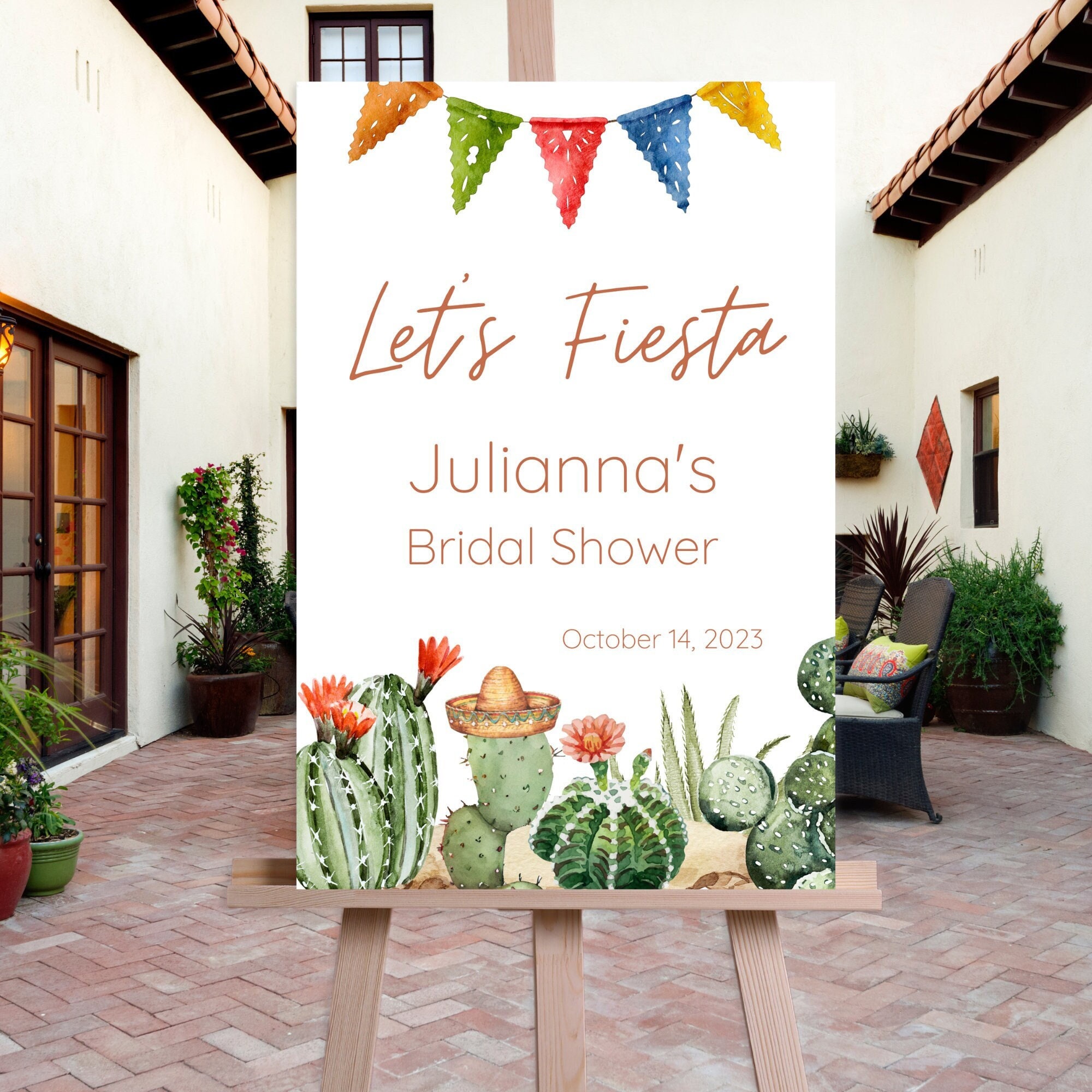 Lets Fiesta - Fiesta Welcome Sign - Bridal Shower Welcome Sign - Cactus Sign - Fiesta Sign - Event Sign - Bridal Shower Fiesta