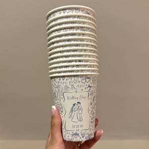 Custom Wedding Paper Coffee Cups - To Go Coffee Cups - Wedding Morning - Wedding Cups - Bridal Coffee Cups - Newlywed - Monogramed - 12 Oz