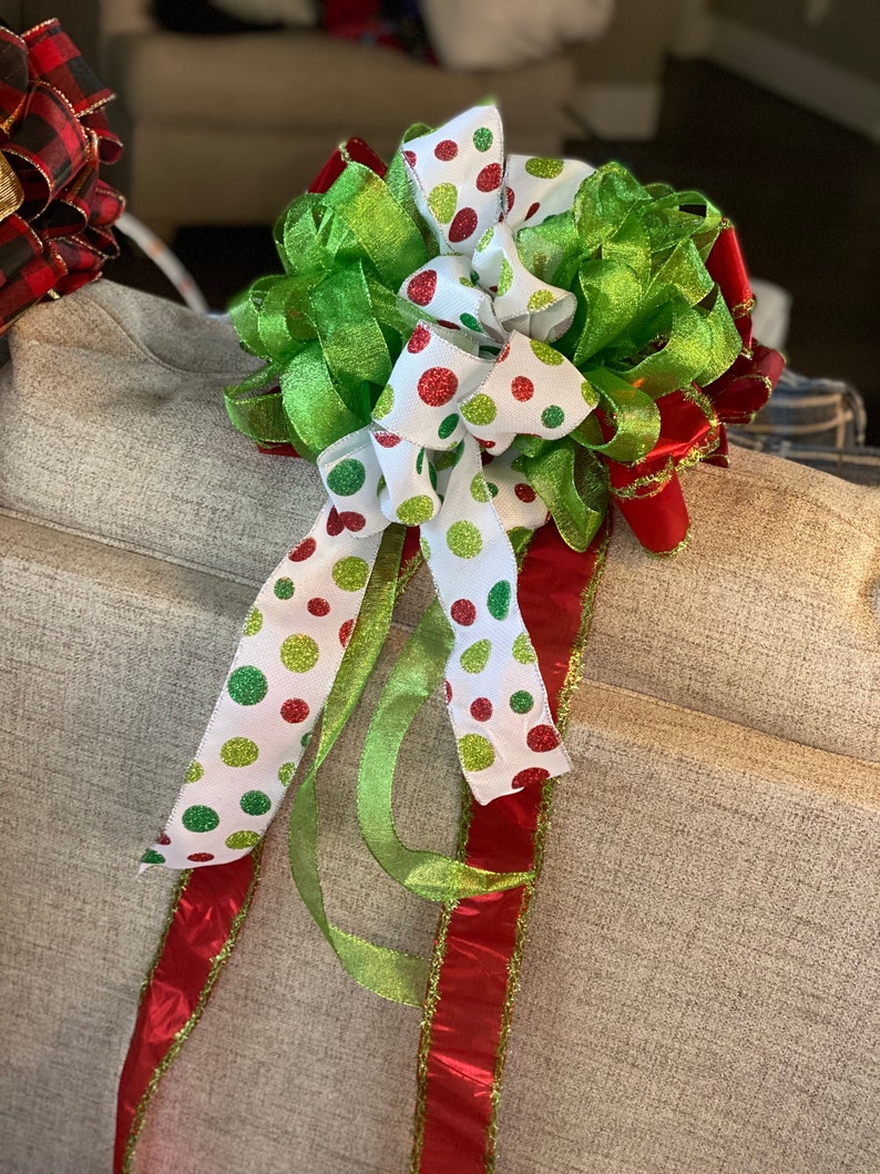 Custom Made Christmas Tree Bow Toppers Etsy