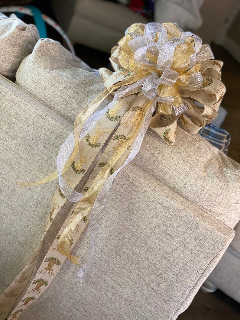 Custom Made Christmas Tree Bow Toppers Etsy