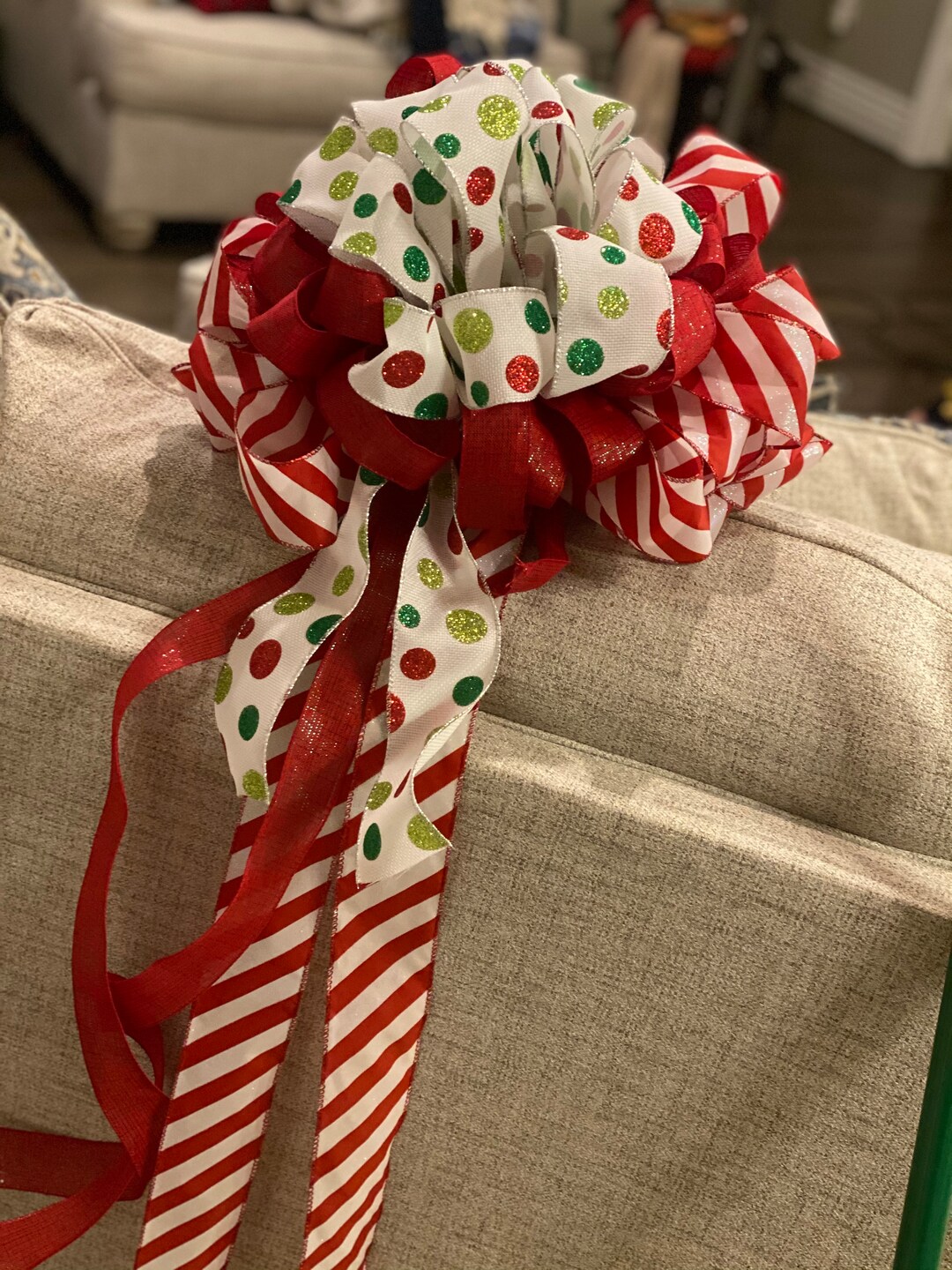 Custom Made Christmas Tree Bow Toppers Etsy