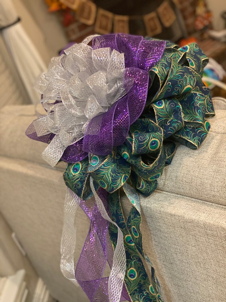 Custom Made Christmas Tree Bow Toppers Etsy