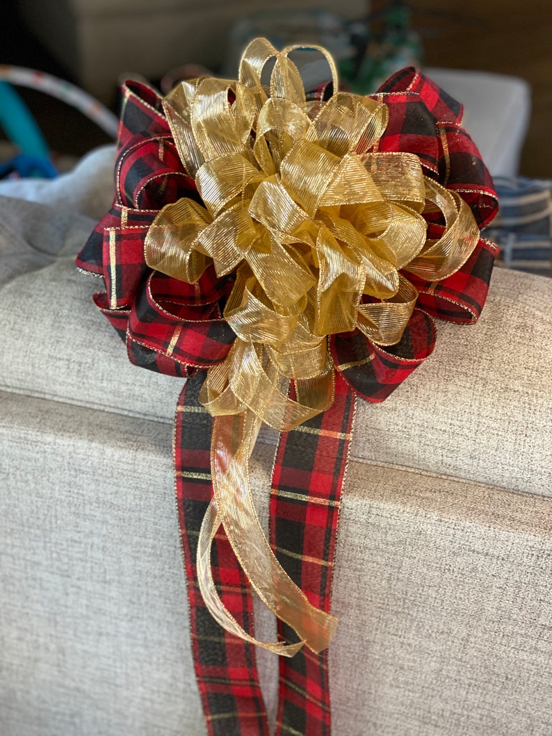 Custom Made Christmas Tree Bow Toppers Etsy