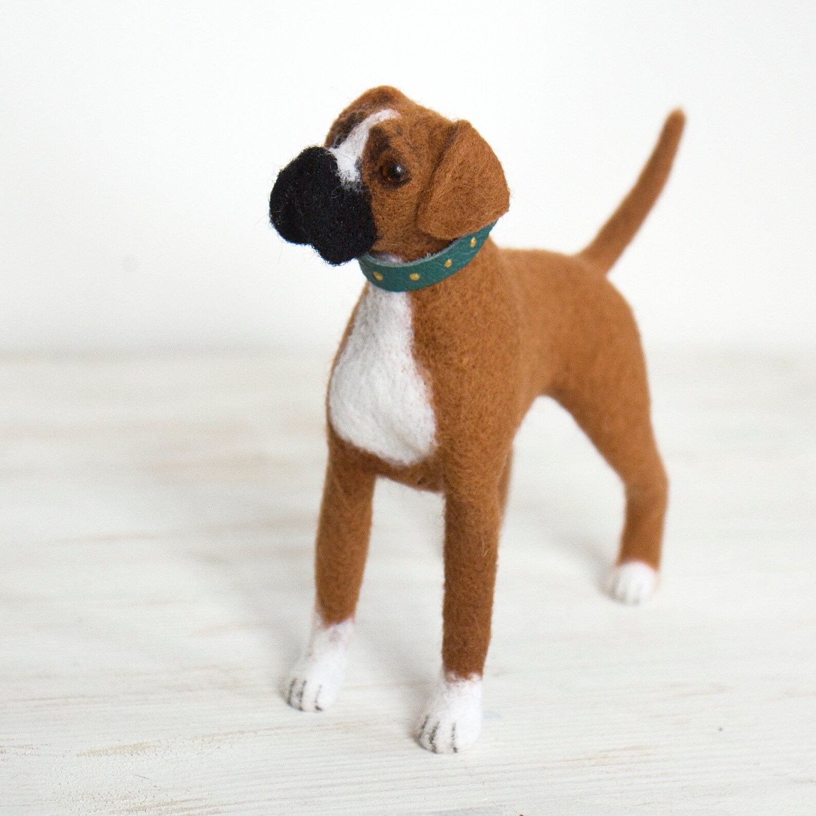 German Boxer Dog needle felted statue. Fawn Boxer realistic Etsy