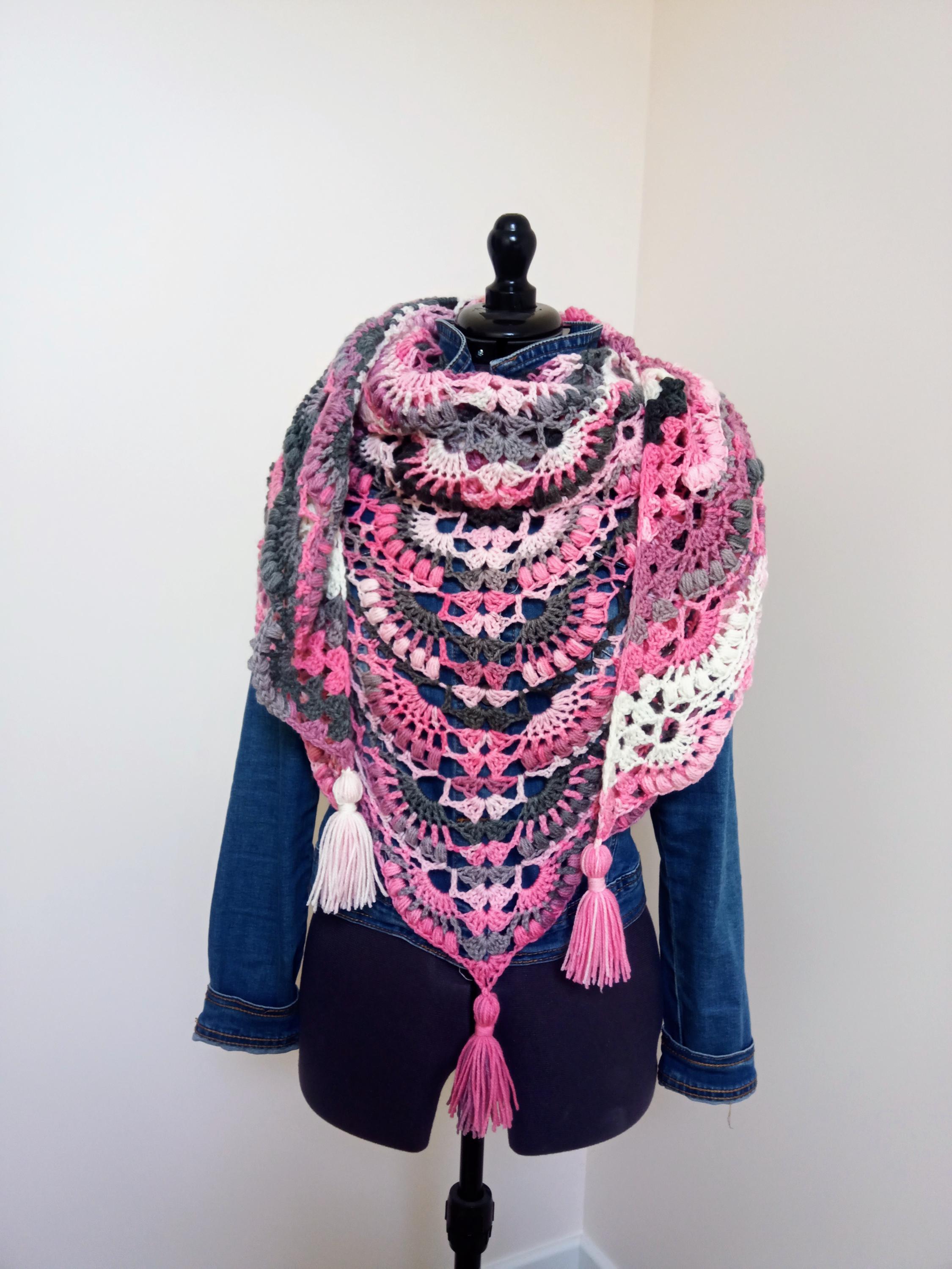 Châle Triangulaire Pour Femme En Laine Mélangée - 190x128 Cm - Couleur Unie, Rayé, à Nouer - Multi-saisons