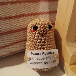 Patate Positive en Crochet – Message d’Encouragement, Cadeau Motivant, Amigurumi Fait Main