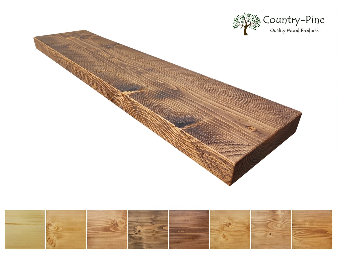 Waxed Rustic Pine Floating Shelves Handmade Sawn Edge 40mm Etsy