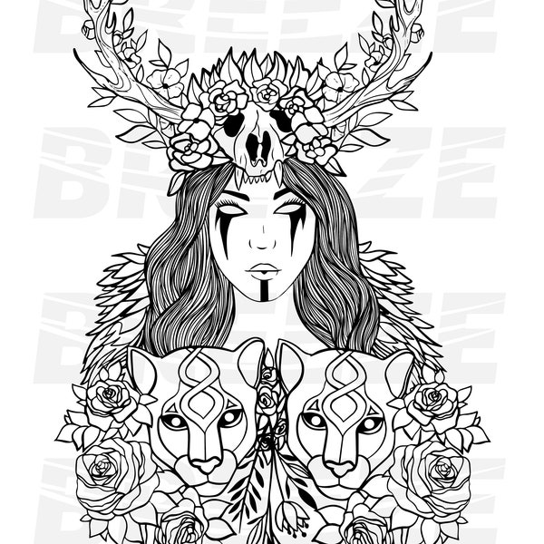 Printable Norse Pagan Coloring Page- Freya