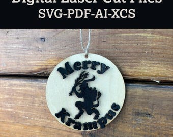 Merry Krampus Ornament SVG – Laser Cut Christmas File – Gothic Holiday Decor – xTool, Glowforge, Cricut – Digital Download