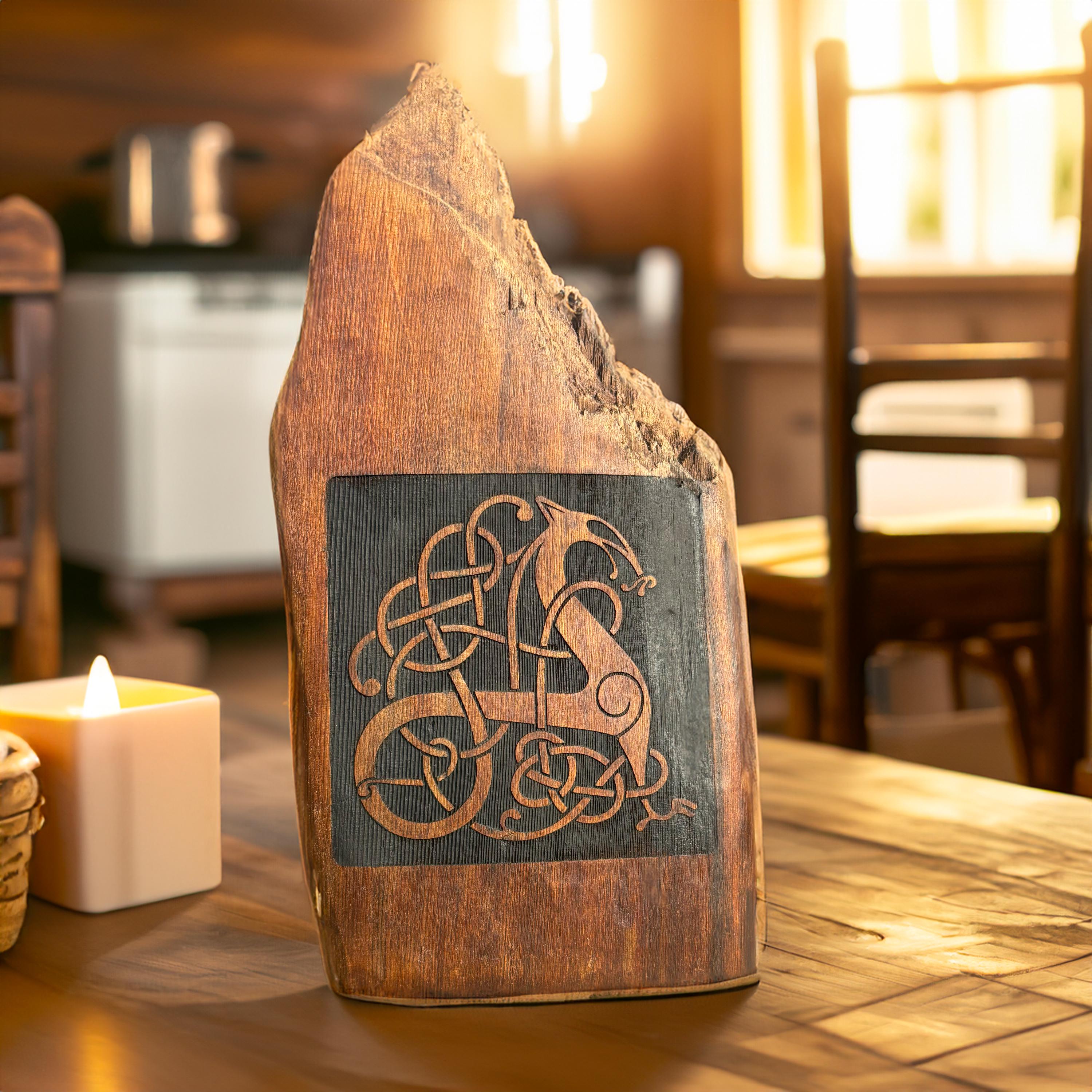 Handcrafted Driftwood Decor - Urnes Style Viking Art, Nordic Decor, Pagan Altar Piece, Rustic Wood Carving, Unique Gift for Norse Pagan