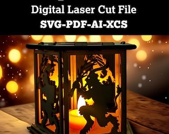 Krampus Lantern SVG | Laser Cut Christmas Decor| 3mm Plywood Tea Light Holder | Krampusnacht Decor