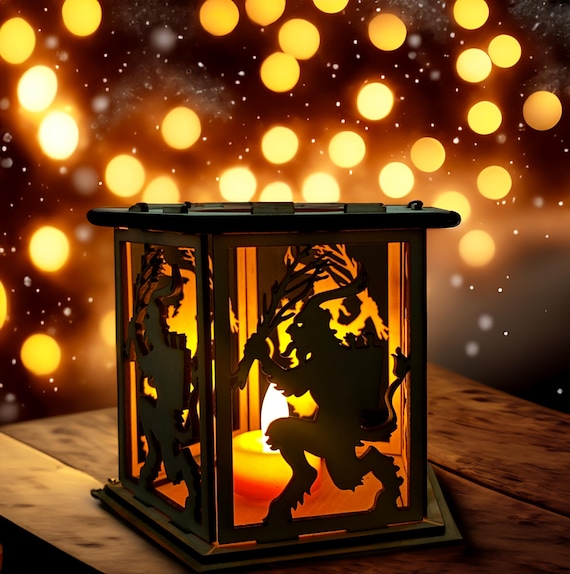 Krampus Lantern| Laser Cut Christmas Decor | 3mm Plywood Tea Light Holder | Krampusnacht Decor
