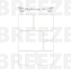 May include: A printable digital download of a planner page with the text "Mushroom Art" and five blank boxes for writing or drawing.