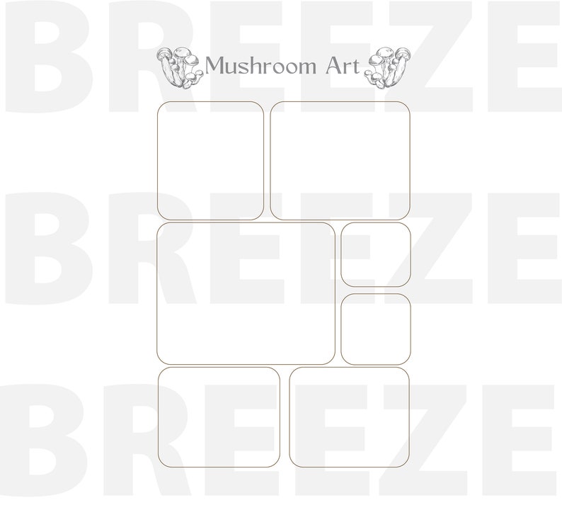 May include: A printable digital download of a planner page with the text "Mushroom Art" and five blank boxes for writing or drawing.
