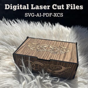 Laser Cut Norse Dragon Box Laser Cut Files | DIY Wooden Box Template | pdf ai xcs svg files | xTool Glowforge Compatible