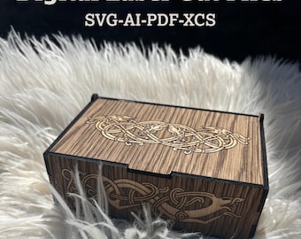 Laserskurna nordiska drakelåda laserskurna filer | DIY trälåda mall | pdf ai xcs svg-filer | xTool Glowforge kompatibel