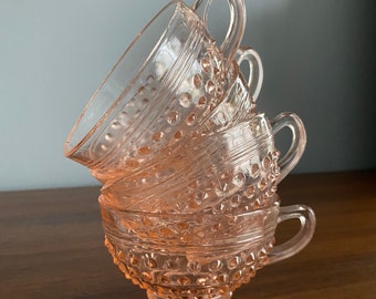 Set (4) Pink Depression Anchor Hocking Teacups