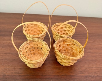 Set of four (4)  Miniature Baskets Vintage Woven Handmade Easter