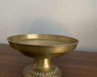 Vintage Indian Etched Brass Bowl