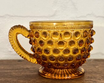Amber Hobnail Child's Mug with Ribbed Handle