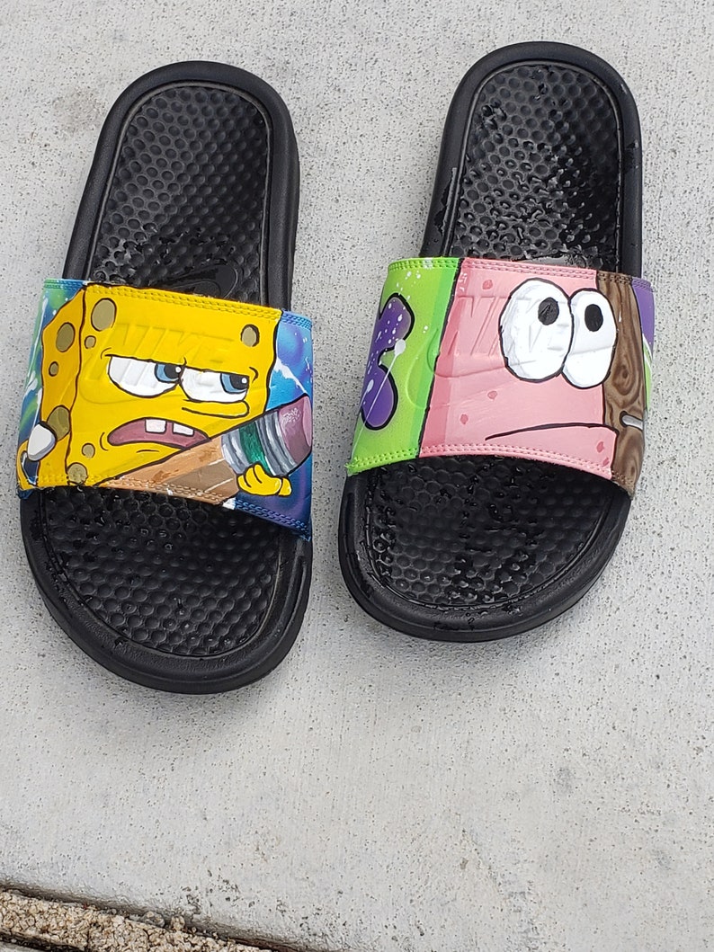 Spongebob X Patrick nike slides | Etsy