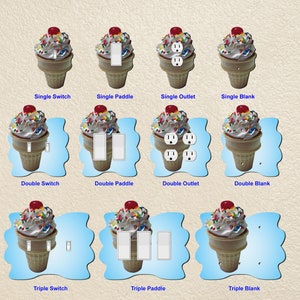 Ice Cream Cone Wall Plate Switch Paddle Electric Outlet Rocker Switchplates Cover 1 2 3 Gang Wallplates