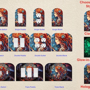 Virgo Zodiac Wall Plate Switch Paddle Electric Outlet Rocker Cover 1 2 3 Gang Wallplates ~ Glow in the Dark ~ Holographic