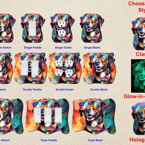 Cool Dog Wall Plate Switch Paddle Electric Outlet Rocker Cover 1 2 3 Gang Wallplates ~ Glow in the Dark ~ Holographic