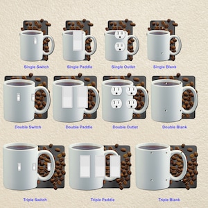 Coffee Mug Wall Plate Switch Paddle Electric Outlet Rocker Switchplates Cover 1 2 3 Gang Wallplates
