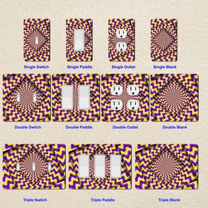 Optical Illusion Wall Plate Switch Paddle Electric Outlet Rocker Switchplates Cover 1 2 3 Gang Wallplates