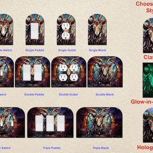 Capricorn Zodiac Wall Plate Switch Paddle Electric Outlet Rocker Cover 1 2 3 Gang Wallplates ~ Glow in the Dark ~ Holographic