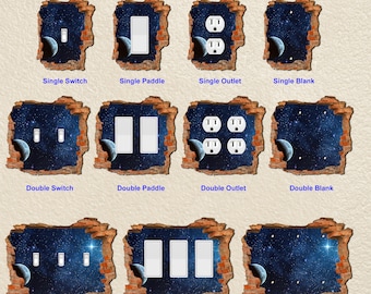 Universe Outerspace Hole in the Wall Plate Switch Paddle Electric Outlet Rocker Switchplates Cover 1 2 3 Gang Wallplates