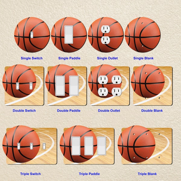 Basketball Wall Plate Switch Paddle Electric Outlet Rocker Switchplates Cover 1 2 3 Gang Wallplates